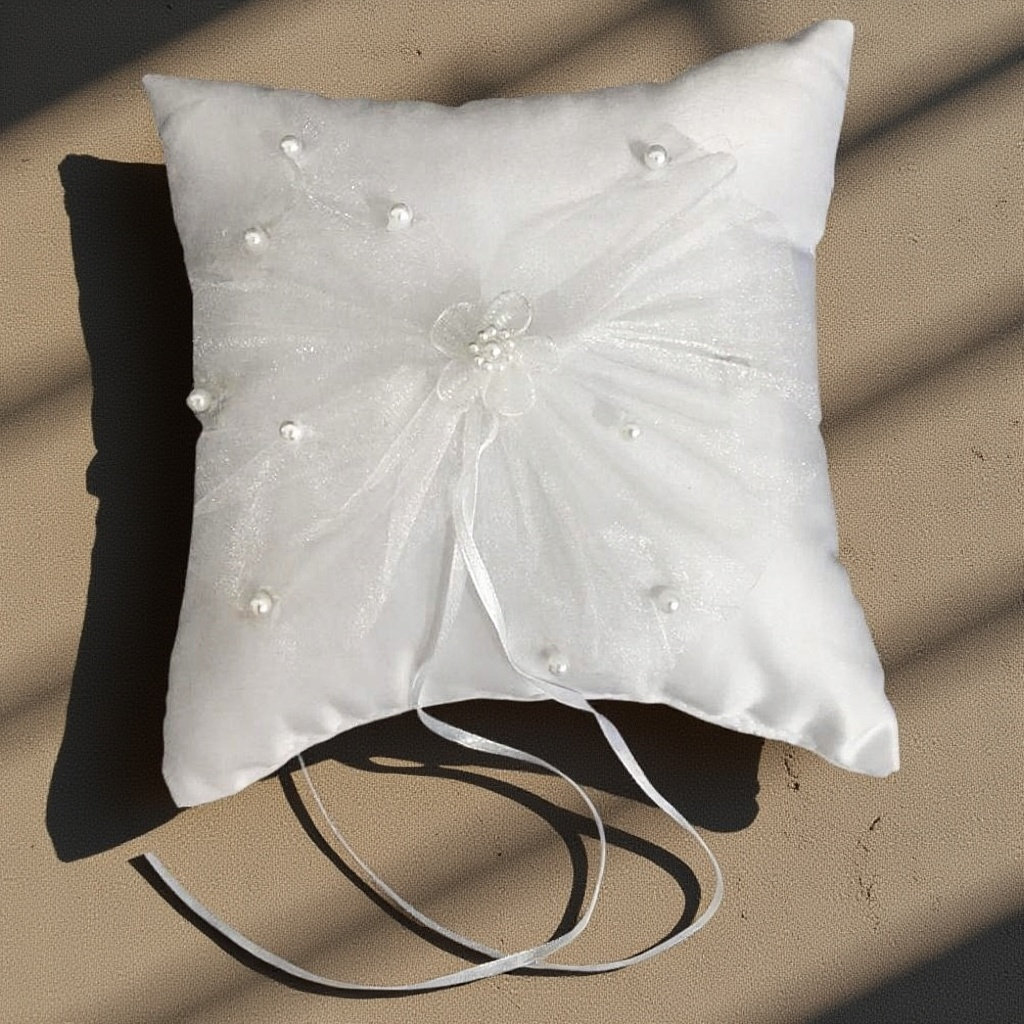 Ring Bearer Pillow - Cojín para Anillos de Boda, Decorado