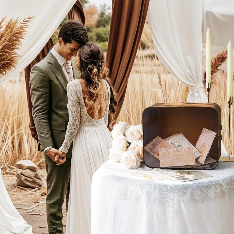 Caja de madera para tarjetas d - Wedding Ceremony Supply reseña y precio